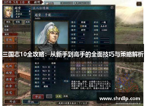 三国志10全攻略：从新手到高手的全面技巧与策略解析